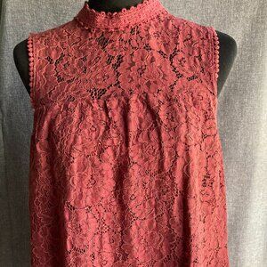 High Neck Lace Sleeveless Blouse